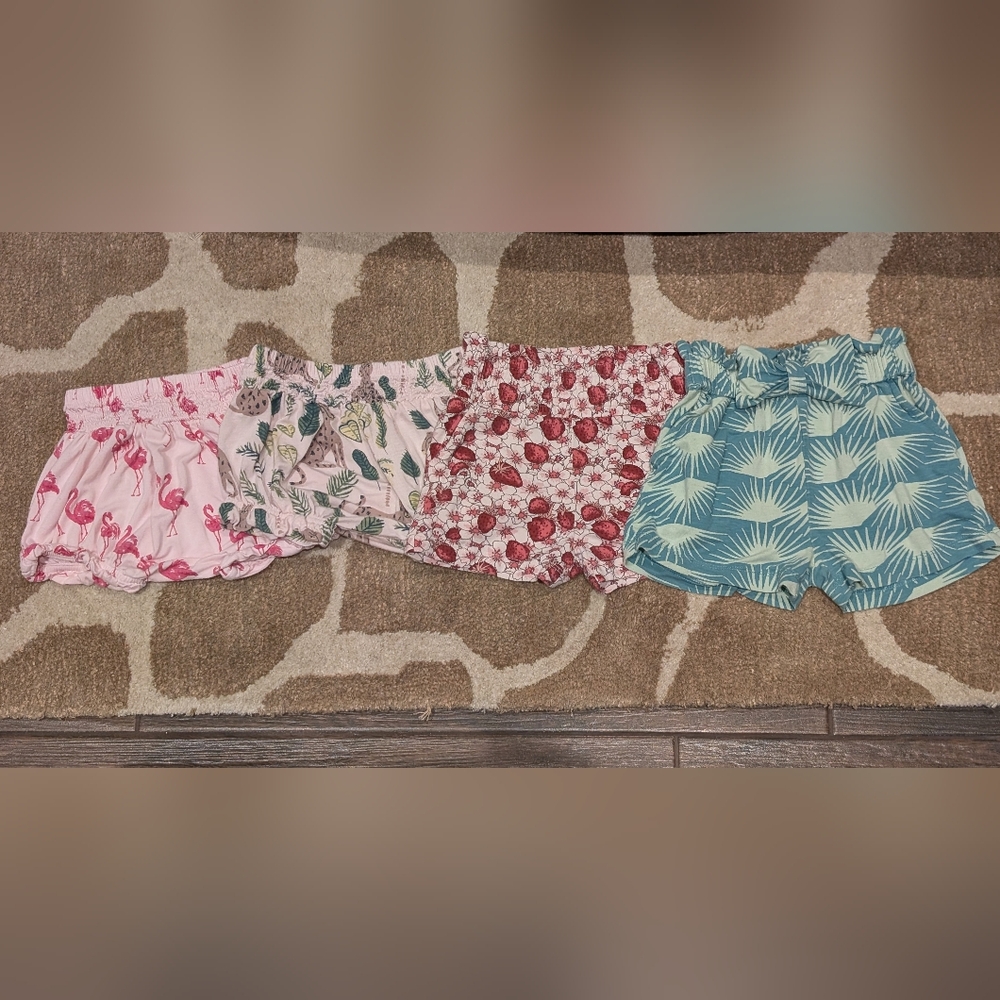 Kate Quinn Kids Floral and Flamingo Shorts Set - Pink, Red, Blue